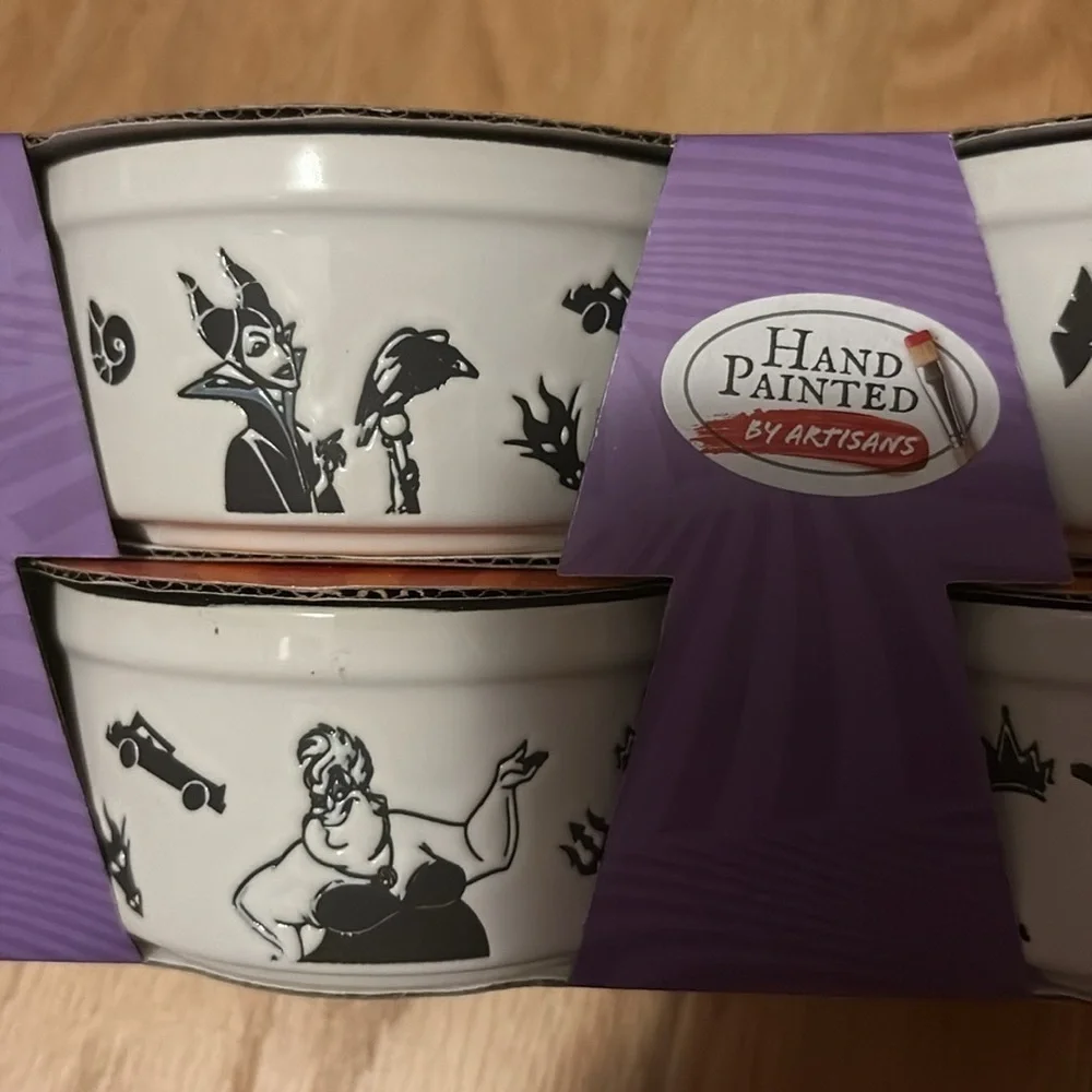 Disney Villains Ceramic Ramekin Set NEW 4 Pack Oven Microwave Safe Halloween